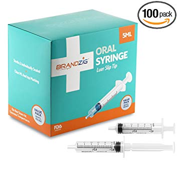 5ml Oral Syringes - 100 Pack – Luer Slip Tip, No Needle, FDA Approved, Individually Blister Packed - Medicine Administration for Infants, Toddlers and Small Pets