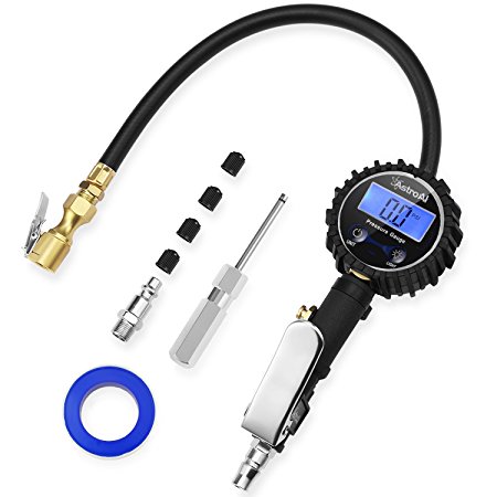 AstroAI Digital Tire Inflator with Pressure Gauge, 250 PSI Air Chuck And Compressor Accessories Heavy Duty with Rubber Hose and Quick Connect Coupler, Upgraded Version