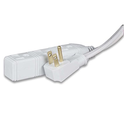 Globe Electric 24302 3 Polarized Outlets Extension Cord, 9.8-Feet, White