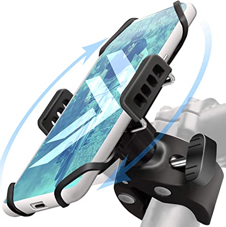 Bike Phone Mount Holder: Best Universal Handlebar Cradle for All Cell Phones & Bikes. Clamp Fits Road Motorcycle & Mountain Bicycle Handlebars. Cycling Accessories for iPhone X 8 7 6 Plus Galaxy ETC.