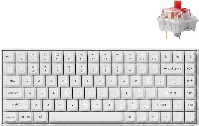 Keychron K2 Pro QMK/VIA Custom Wireless Mechanical Keyboard, Hot-Swappable 75% Layout Programmable White Backlight K Pro Red Switch, Bluetooth/Wired Gaming Keyboard for Mac Windows Linux -White