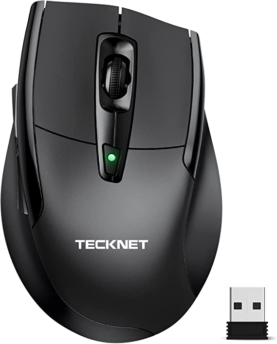 Bluetooth Wireless Mouse, TeckNet 3 Modes (BT 5.0/3.0 2.4G) Portable Ergonomic Mice with USB Nano Receiver, 2400 DPI 3 Adjustment Levels, For Laptop MacBook Windows Mac iOS Android Linux, Black