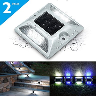 Path Light,SOLMORE 2 Pack LED Solar Deck Lights,Dock Road Lights,Marker lighting,Driveway Light Waterproof Security Warning Lights Pool lights for Outdoor Fence Patio Stud Stairs Pathway Garden Lamp