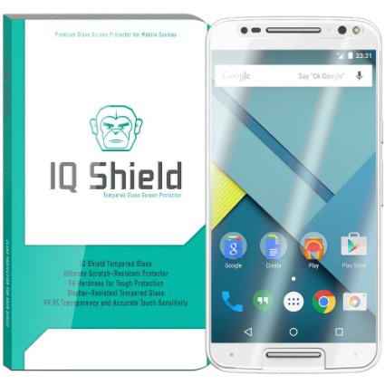 IQ Shield Tempered Glass - Motorola Moto X Pure EditionStyle Glass Screen Protector Ballistic Glass  Warranty Replacements - 999 Transparent HD Shield  9H Hardness  Shatter-Proof  Bubble-Free