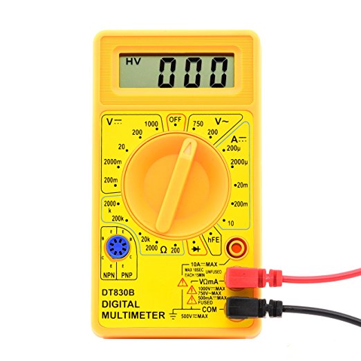 Neiko 40508 AC/DC Hand-Held Digital Multimeter with Diode/Transistor Test Function Max Reading 1999