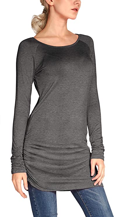 Urban CoCo Women's Casual T-Shirt Long Sleeve Solid Tunic Tops Slim Fit