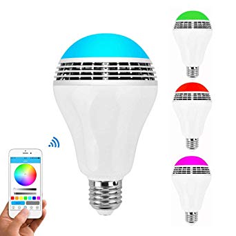 EKUEE Smart LED Light Bulb - Smart Bulb with Bluetooth Speaker APP Control Group Bulbs RGB Multi-Color Changing LED Light Bulb, Dimmable Works with iOS Android