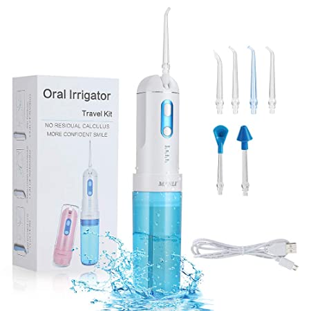Water Flosser, MANLI Professional Cordless Dental Oral Irrigator, Power Dental Flossers, USB Rechargeable, Ipx7 Waterproof & 4 Modes for Travel, Home and Family Use