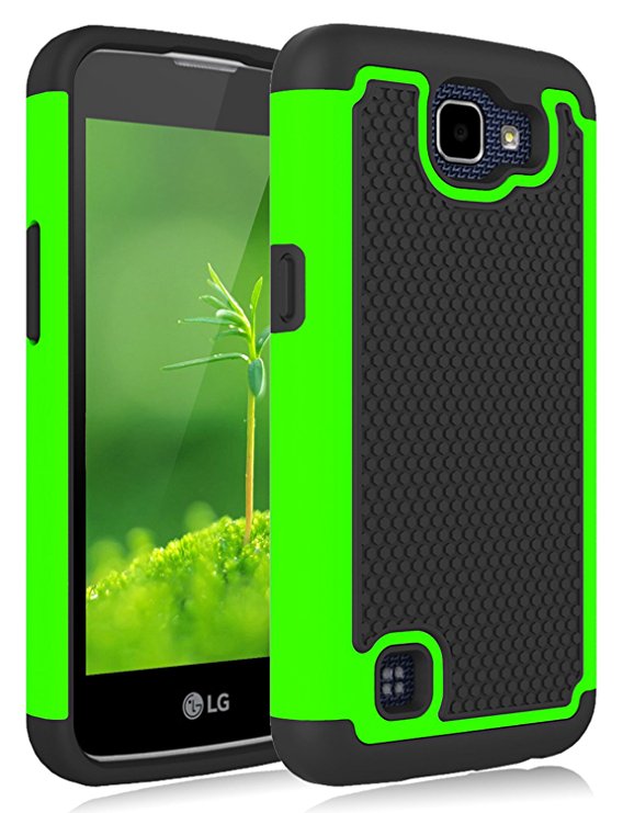 LG Rebel LTE Case, Jeylly [Shock Proof] Scratch Absorbing Hybrid Rubber Dual Layer Impact Defender Rugged Slim Hard Case Cover Shell For LG Rebel LTE/LG K4/LG Optimus Zone 3/LG Spree - Green