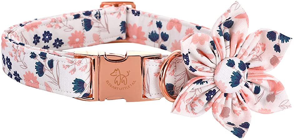 Elegant little tail Floral Girl Dog Collar for Female Dogs, Pet Collar Adjustable Dog Collars with Flower Gift for Small Dogs and Cats