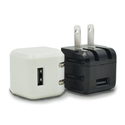 Wall Charger Costyle 2-Pack 5V 1A USB Home Wall Travel Adapter Foldable Plug for iPhone 6S 6 5S iPad 4 Air Mini Samsung Galaxy S6 Edge Plus Note 5 4 HTCMost Android Smartphone Devices BlackWhite