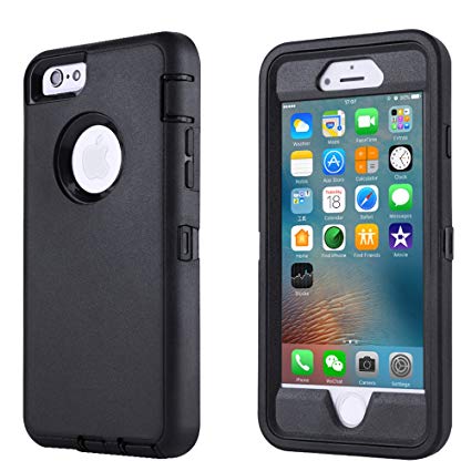 iPhone 6/6s Case,[Heavy Duty] Armor 3 in 1 Built-in Screen Protector Rugged Cover Dust-Proof Shockproof Drop-Proof Scratch-Resistant Tough Shell for Apple iPhone 6/6s 4.7 inch (Black)