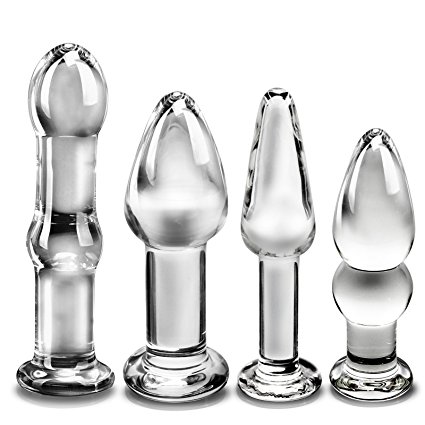 Anal Plug, Tracy's Dog 4 Piece Glass Butt Plug Anal Trainer Kit Sex Toy