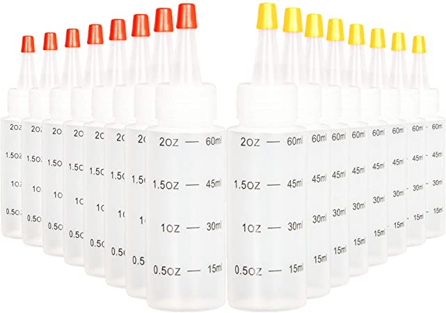 Youngever 16 Pack Plastic Squeeze Bottles with Tip Cap, HDPE Squeeze Bottles for Crafts, Food Art, Glue, Henna, Ketchup, BBQ, Sauces, Syrup (2 Ounce)