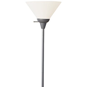 Light Accents Floor Lamp with White Shade (Silver)
