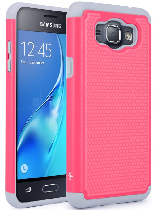 J1 2016 Case, Galaxy Amp 2 Case, Galaxy Express 3 Case, LK [Shock Absorption] Hybrid Dual Layer Armor Defender Protective Case Cover for Samsung Galaxy J1 2016 / Amp 2 / Express 3 (Rose Pink)