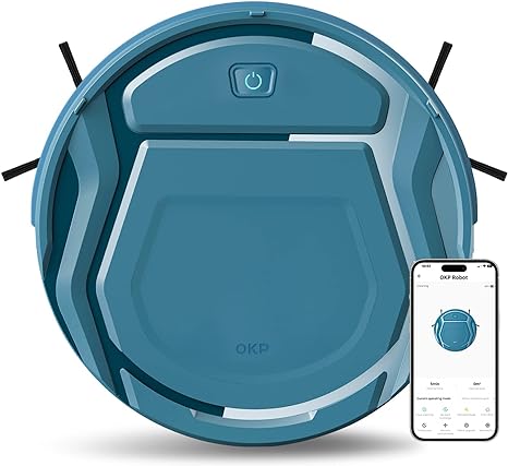 OKP Robotic Vacuum Cleaner, WiFi/App/Alexa, Robot Vacuum Cleaner with Schedule, High-Performance Filter, Self-Charging, Slim Design, Quiet, Perfect for Hard Floors, Pet Hair, Carpets