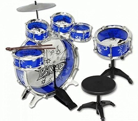 11pc Kids Boy Girl Drum Set Musical Instrument Toy Playset BLUE