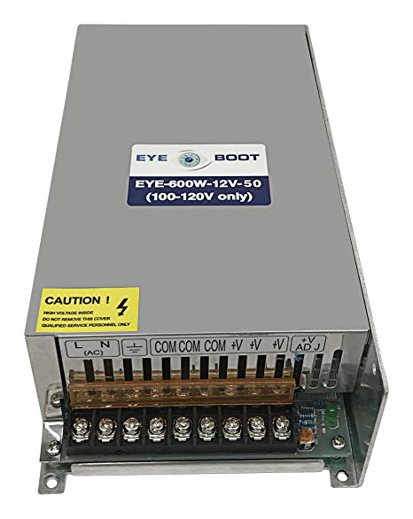 Eyeboot 12V 50A DC Universal Regulated Switching Power Supply 600w for CCTV, Radio, LED, Computer Project