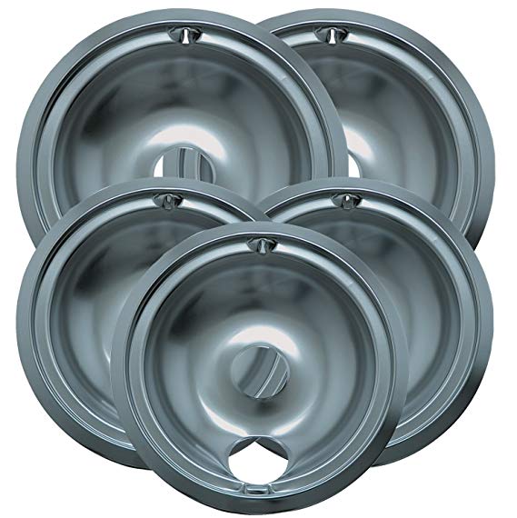 Range Kleen 16675X Chrome Plated Style B Drip Pans Sets of 5, 3 6-Inches & 2 8-Inches