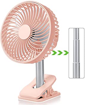 Personal Portable Small Desk Fan – Cooling fFan for Home Bed Room Office warehouse greenhouse Travel, Quiet Mini table fan,Clip Fan with 2600 mAh USB Rechargeable battery.8 inch,Pink