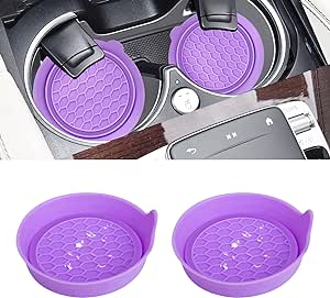 Amooca Car Cup Coaster Universal Automotive Waterproof Non-Slip Cup Holders Sift-proof spill Holder Car Interior Accessories 2 Pack Purple