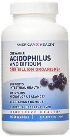 American Health: Chewable Acidophilus, Blueberry 100 Wafers