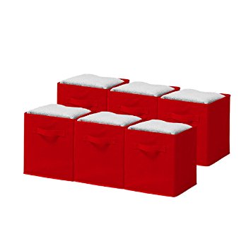 Sorbus® Foldable Storage Cube Basket Bin (6 Pack, Red)