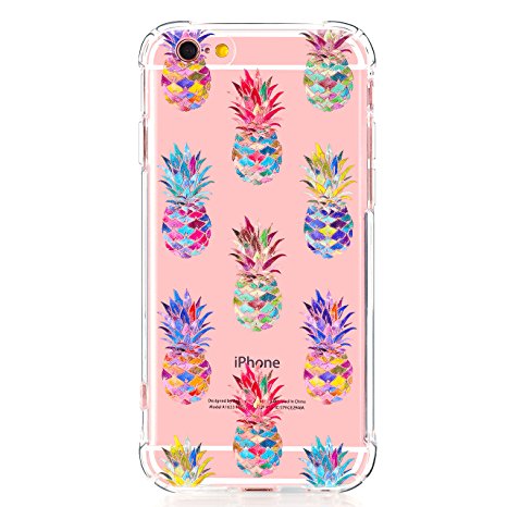 iPhone 6 Plus Case,iPhone 6S Plus Case, LUOLNH Slim Shockproof Clear Floral Pattern Soft Flexible TPU Back Cover [5.5 inch] -3 Color Pineapple