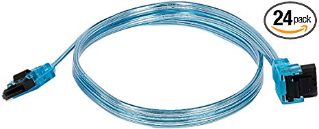 24  Pack 18 inch SATA 6Gbps Cable w/Locking Latch 90 Degree to 180 Degree UV Blue, CNE546353