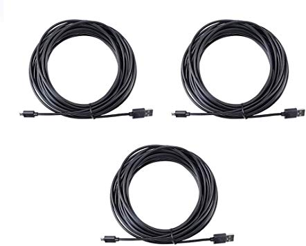 3-Pack Wyze Cam Cable 26ft, Micro USB Extension Cord for Zmodo, Blink, Yi Home Camera, Kasa Cam, Oculus Go, Nest Cam, Netvue and Furbo Dog (Black)