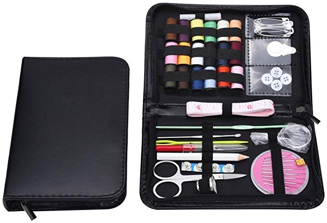 Sewing Kit 43 PCE Professional Travel Emergency with Sewing Accessories for Home Kids (Black)