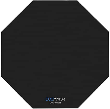 Docamor Gaming Chair Floor Mat, 47" x 47" Large Office Computer Chair Mat | Heavy Duty Floor Protector with Non-Slip Backing, Noise Cancelling for Carpeted Hardwood Floor - Black