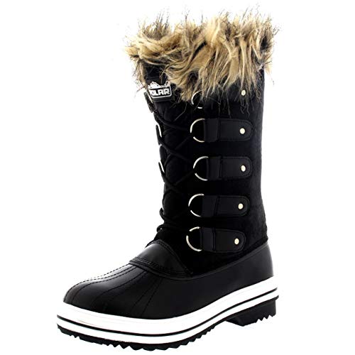 Polar Products Womens Lace up Rubber Sole Tall Winter Snow Rain Shoe Boots