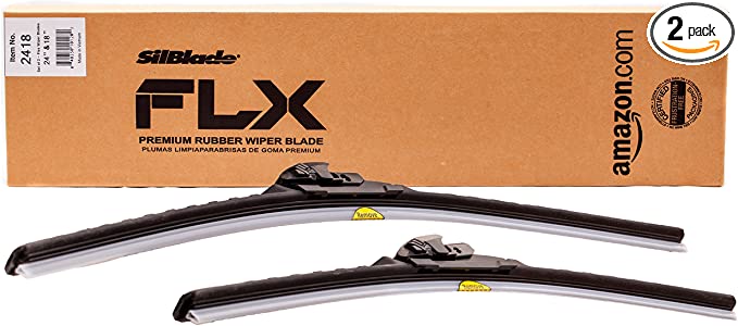 SilBlade FLX 2418 Premium Beam Wiper Blade Set - 24"/18" | Fits various models of Alfa Romeo, Buick, Cadillac, Chevrolet, GMC, Hyundai, Jaguar, Jeep, Kia, Lexus, Lincoln, Mazda, Mitsubishi, Nissan
