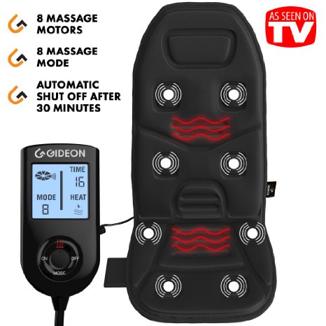 Gideon™ Powerful Vibrating Massager Seat Cushion for Back, Shoulder and Thighs with Heat Therapy / 8-Massaging Programs - Massage, Relax, Sooth and Relieve Thigh, Shoulder and Back Pain