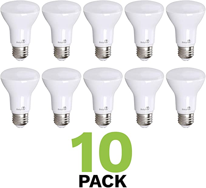 10 Pack Bioluz LED R20 BR20 LED Bulb Dimmable 7W = 50 Watt Replacement Soft White 3000K Indoor/Outdoor Floodlight LED Bulbs Medium Base E26 UL Listed (Pack of 10)