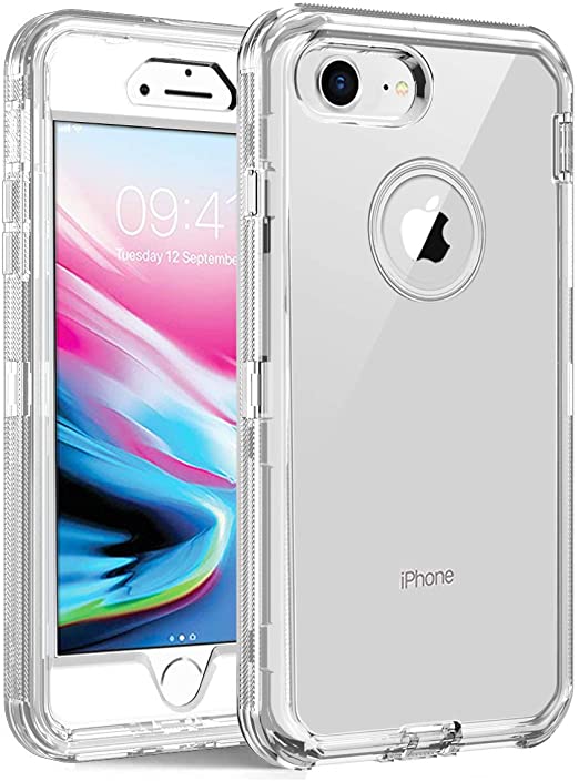 ORIbox for iPhone XR Case Clear,Crystal3 in 1 Heavy Duty Defender Shockproof Full-Body Protective Case Hard PC Shell & Soft TPU Bumper Cover for iPhone xr 2018 Released-Transparent