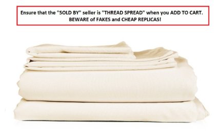 Thread Spread Hotel Collection 600 Thread Count Egyptian Cotton Sateen Queen 4 Piece Sheet Set Ivory