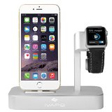Apple Watch Stand iPhone 6s Stand iVAPO 2 in 1 Charging Dock Apple Watch Charging Stand Solid Aluminum Charger Dock Station for Apple Watch 38mm 42mm iPhone 6s plus 2015 MM610 Silver