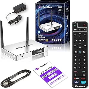 2024 Latest vSeeBox Elite 6K with Voice Control Remote - Includes Easy Setup Guide by Seller - Android 10, Quad-Core, 4GB RAM, 128GB Storage, black, V3 Pro