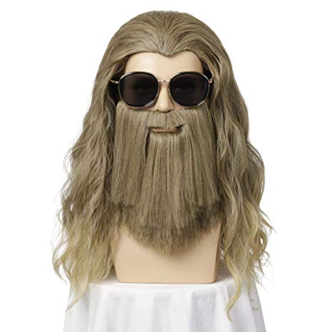 REECHO Long Curly Wig with Full Beard Garibaldi for Men Kids Boys Halloween Costume Anime Party Wig