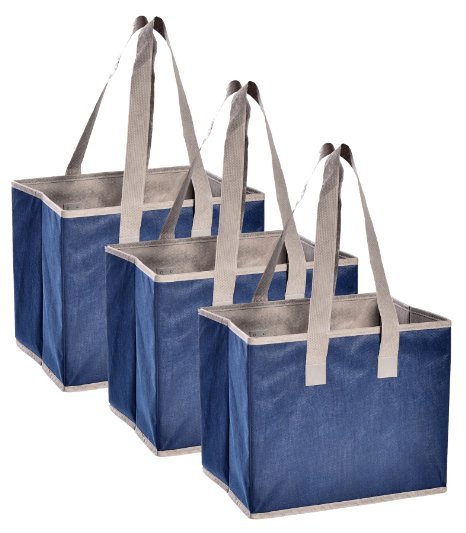 3 Piece Large Collapsible Shopping Box Set- Planet E by Eco-Stream Navy