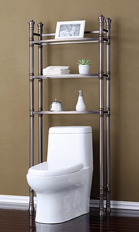 Best Living Monaco Bathroom Space Saver Etagere Shelf, Brushed Titanium