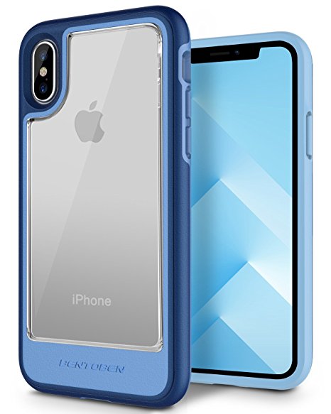 iPhone X Case BENTOBEN Slim Shockproof Hybrid Hard PC Clear Back Case for Apple iPhone X Navy Blue