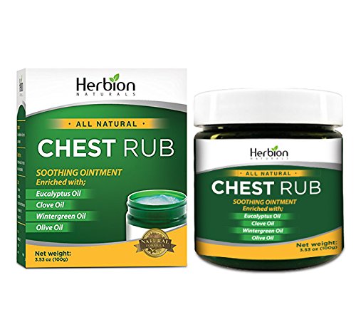 Herbion Naturals Chest Rub, 3.5 oz with Eucalyptus, Clove, Wintergreen, Blue Gum, and Olive Oil – Clears Nasal Passages, Relieves Chest Congestion, Soothes Muscle and Joint Pain