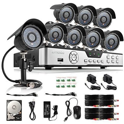 Zmodo 8CH HDMI 960H P2P DVR 600TVL CCTV Home Video Surveillance Outdoor Indoor Day Night Security Camera System w 1TB Hard Drive Scan QR Code to Easy Remote Access Free 2-Year Warranty