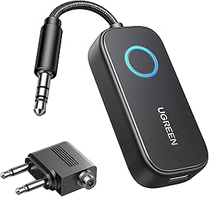 UGREEN Émetteur Jack Bluetooth 5.2 pour TV Transmetteur Récepteur Bluetooth 2 en 1 pour Voiture Prise Jack 3.5 mm Adaptateur Bluetooth Audio pour Casque Écouteur Avion Enceinte Haut-Parleur