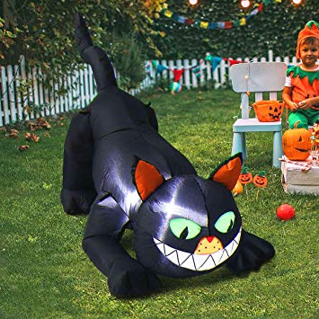 MAOYUE Halloween Inflatable Black Cat, 4.3 ft. Halloween Decorations Inflatable with LED Lights Halloween Indoor Outdoor Yard Garden Decorations Include Stakes and Tethers