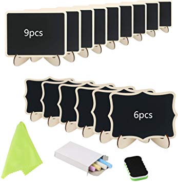 Mini Chalkboard,KAKOO 15 Pcs Blackboard with Stands for Party Wedding Table Number Message Board Signs.